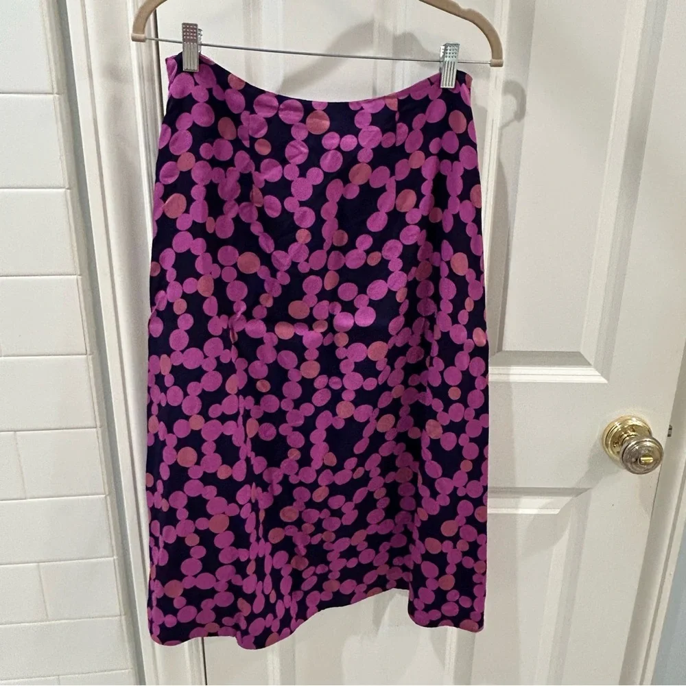 Anthropologie Maeve Zadie Lace Up Midi Skirt Purple Polka Dot Sz 8 - Picture 10 of 11